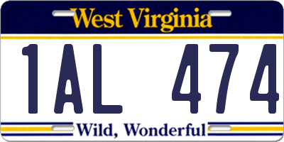 WV license plate 1AL474