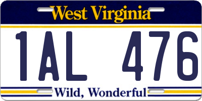 WV license plate 1AL476