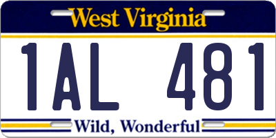 WV license plate 1AL481