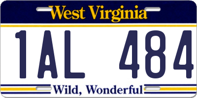 WV license plate 1AL484