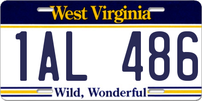 WV license plate 1AL486