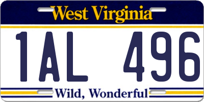 WV license plate 1AL496