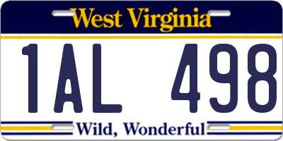 WV license plate 1AL498