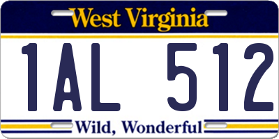 WV license plate 1AL512