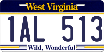 WV license plate 1AL513
