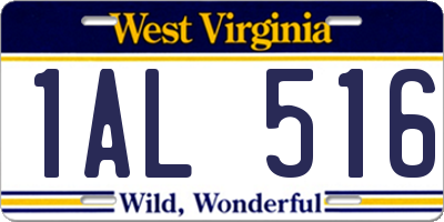 WV license plate 1AL516