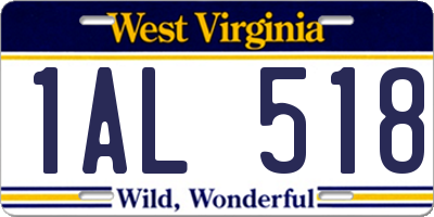 WV license plate 1AL518