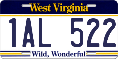 WV license plate 1AL522