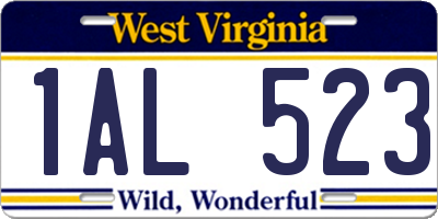 WV license plate 1AL523