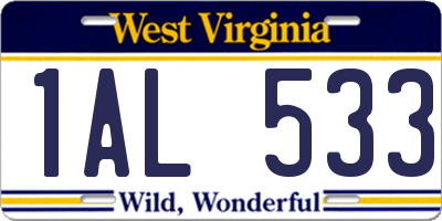 WV license plate 1AL533