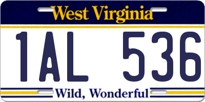 WV license plate 1AL536