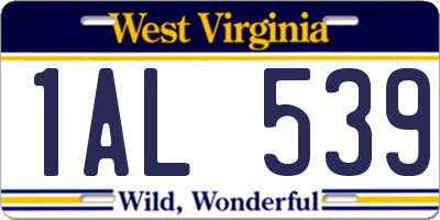 WV license plate 1AL539