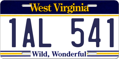 WV license plate 1AL541