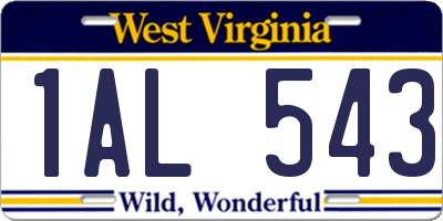 WV license plate 1AL543