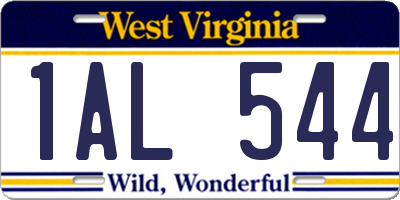 WV license plate 1AL544