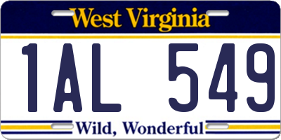WV license plate 1AL549