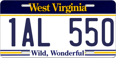 WV license plate 1AL550