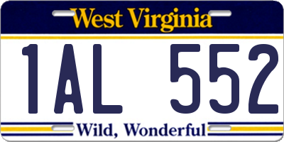 WV license plate 1AL552