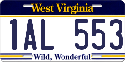 WV license plate 1AL553