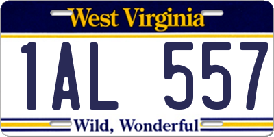 WV license plate 1AL557