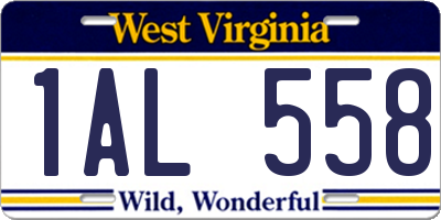 WV license plate 1AL558