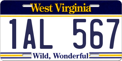 WV license plate 1AL567