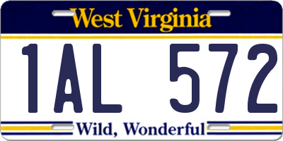 WV license plate 1AL572