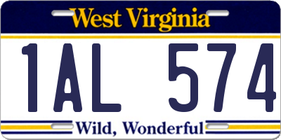 WV license plate 1AL574