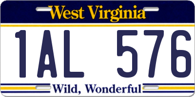 WV license plate 1AL576