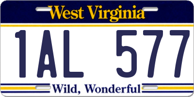 WV license plate 1AL577