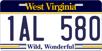 WV license plate 1AL580