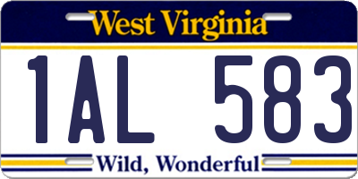 WV license plate 1AL583