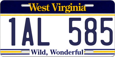 WV license plate 1AL585
