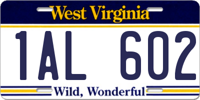 WV license plate 1AL602