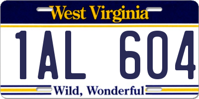 WV license plate 1AL604