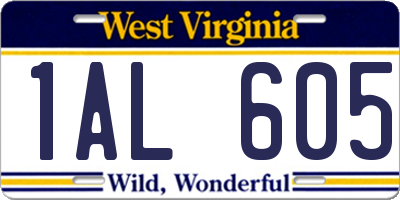 WV license plate 1AL605