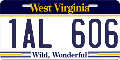 WV license plate 1AL606