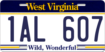 WV license plate 1AL607