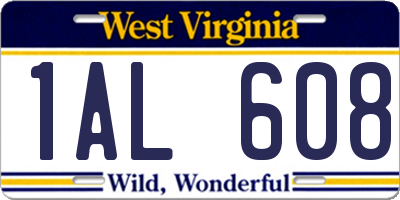 WV license plate 1AL608