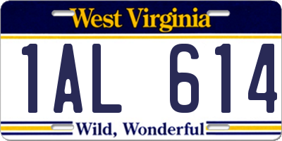 WV license plate 1AL614