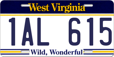 WV license plate 1AL615