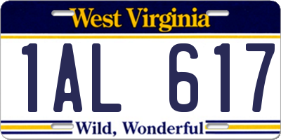 WV license plate 1AL617