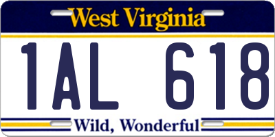 WV license plate 1AL618
