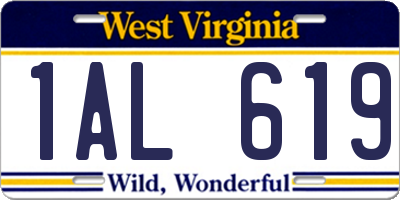 WV license plate 1AL619