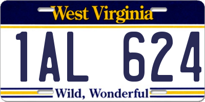 WV license plate 1AL624