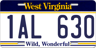 WV license plate 1AL630