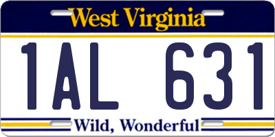 WV license plate 1AL631