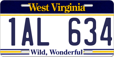 WV license plate 1AL634