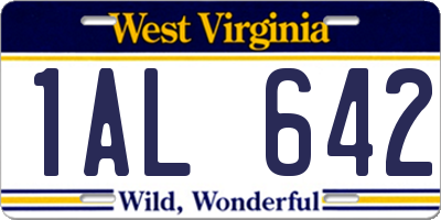 WV license plate 1AL642