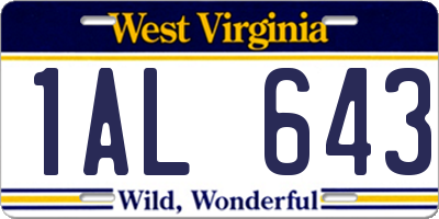 WV license plate 1AL643